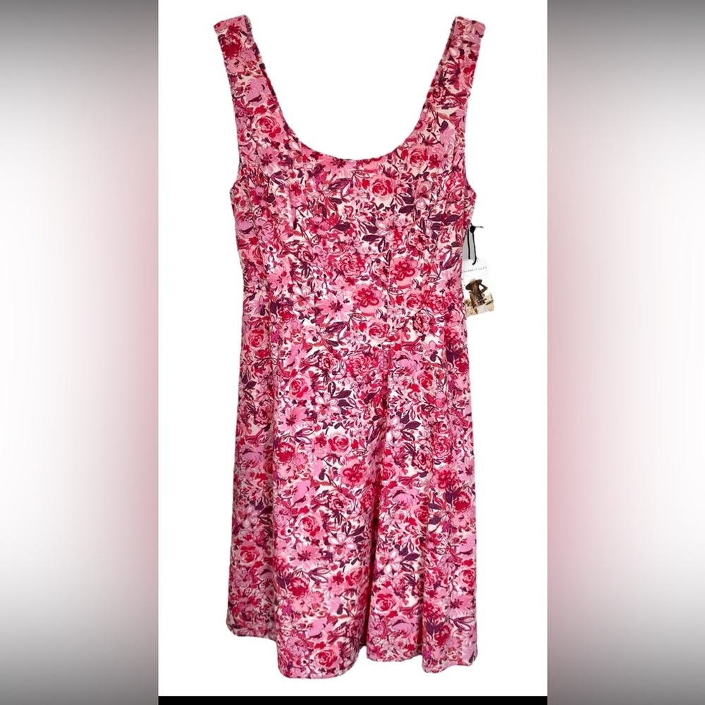 NWT Sincerely Jules Pink Linen Blend Floral Dress - Size Large